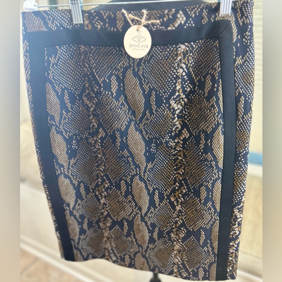 Diane Von Furstenberg Python Print Navy Khaki Pencil Skirt - Picture 5 of 6